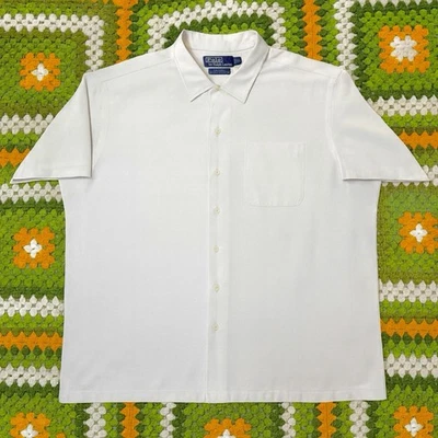 Camisa Polo Ralph Lauren Caldwell Para Hombres XL Amarilla Mezcla Seda Lazo Cuello de Campamento Foto 1 de 4