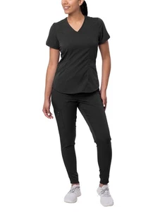 Adar Pro Modern Athletic Women Modern V-Neck Scrub Top & Scrub Pants - Picture 1 of 224