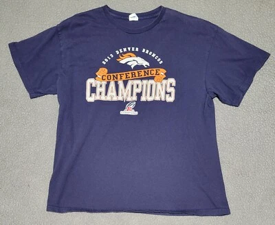 Camisa de Campeones de la Conferencia 2013 Denver Broncos para Hombres XL Azul Manga Corta NFL Foto 1 de 4