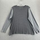 J Jill Shirt Womens Large Gray Black Stripe Pima Cotton A-Line Top Ladies