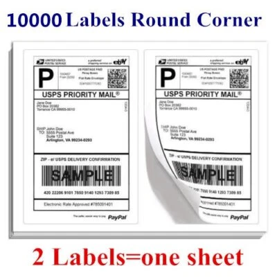 10000 Half Sheet Shipping Labels Round Corner 8.5 x 5.5 Self Adhesive - Изображение 1 из 4