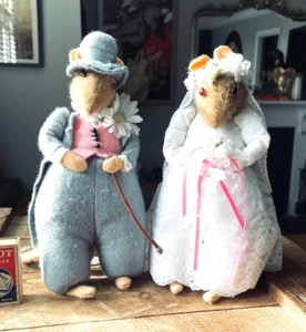Vintage Handmade Mice - Mr & Mrs - Wedding Decor or Gift - Picture 1 of 10
