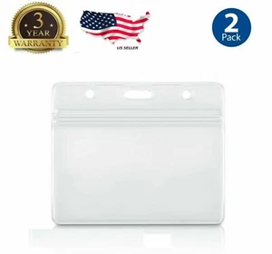 *2 Pack WATERPROOF ID Card Holder Credit Clear Travel Badge Cruise trips work - Picture 1 of 6