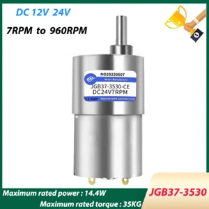JGB37-3530 DC Geared Motor 12V 24V Metal Gear High Torque Reduction Reversible - Picture 1 of 10
