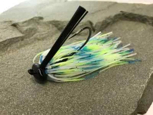 Jig Fishing Lure With Trailer, chartreuse/ blue/ clear 2024 - Picture 1 of 3