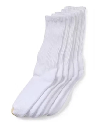 (NEW) GOLD TOE SPORT WHITE COTTON CREW SOCKS BIG & TALL 6 pairs Shoe Size 12-16 - Image 1 of 4