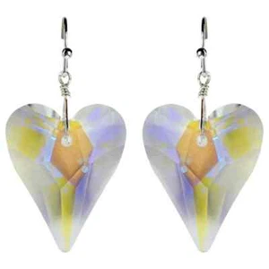 Kirks Folly Aphrodite Love Crystal Heart French Wire Earrings ST Aurora Borealis - Picture 1 of 3