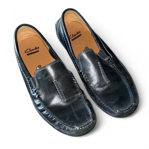 Mocassini Clarks neri in pelle morbida ammortizzata da uomo taglia 10