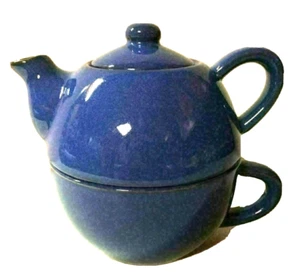 Pier 1 Imports Tee für einen 3-teiliges Set Teekannendeckel und Tasse stapelbar blau - Bild 1 von 4