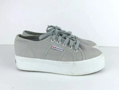 Superga 2790 Zapatillas de Plataforma para Mujer 7.5 EE. UU. Gris Lona Algodón Zapatos con Cordones Foto 1 de 4