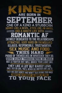 KINGS ARE BORN IN SEPTEMBER..KNOCK YOUR LIGHTS OUT Hoodie Sweatshirt, 2XL, Blue - Picture 1 of 5