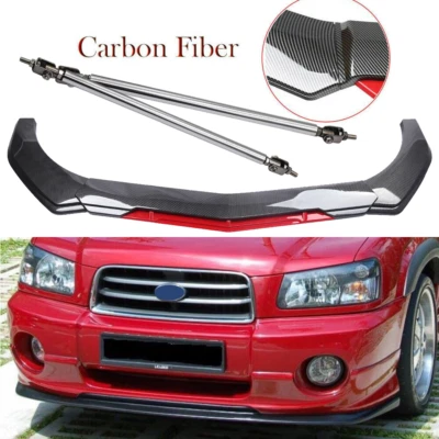 Front Bumper Lip Spoiler Splitter Strut Rod Carbon Fiber For Subaru Forester Foto 1 de 4