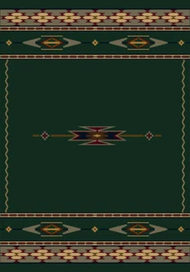 Milliken Green Southwestern Pointed Rows Area Rug Striped Eagle Canyon Emerald - Picture 1 of 9