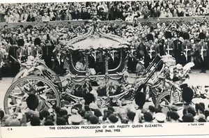 Queen Elizabeth Coronation Procession June 2, 1953 Tuck Real Photo Postcard rppc - Picture 1 of 2