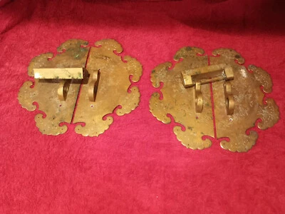 Vintage Brass Asian Furniture Cabinet Handles With Locks Made in Hong Kong - Image 1 of 4