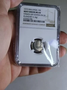 Mint Error Coin 1973 Year malaysia 10 sen NGC MS 64 - Picture 1 of 4