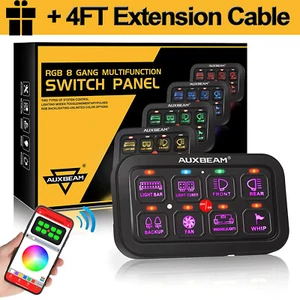 Panel de interruptor de 8 velocidades AUXBEAM AR-800 RGB + cable de extensión de arnés de cableado de 4 pies 4 pines - Imagen 1 de 12