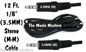 12' ft 3.5MM (1/8") M-M Audio Cable Patch Wire Headphone Outputs to Aux Inputs - Picture 1 of 1