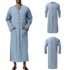 Muslim Men's Islamic Ramadan Jubba Kaftan Arab Robe Thobe T Shirt Dress Tunic