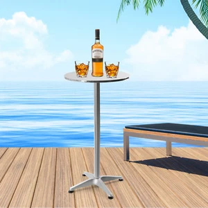 23.6" Round Pub Table Bistro Bar Height Cocktail Table W/ 90° Foldable Table - Picture 1 of 22
