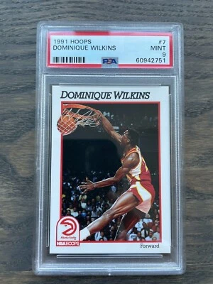 1991 年 Hoops Dominique Wilkins PSA 9 完好全新保护壳 #7 — 第 1/2 张图片