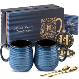 Coffee Mugs Gift Set, 20 oz Ceramic Coffee Cups for Men and Women, Premium La... - Picture 1 of 7