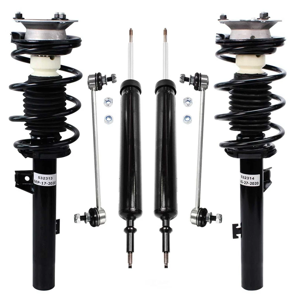 RWD Front Struts Spring Rear Shocks Sway Bar Links for BMW (E90) 135i 328i 335i - Image 1 of 1