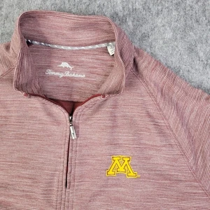 Tommy Bahama Sweatshirt L Men Quarter Zip Long Sleeve UofM Pull Over Maroon Red - Picture 1 of 10