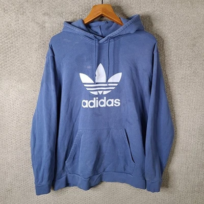 Adidas Hoodie Mens XL Blue Trefoil Logo Pullover Sweatshirt Casual Activewear - Image 1 of 4