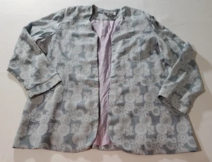 Jo Hanna York By Joan Davis Vtg Open Blazer Size 18 Blue Floral Lined USA Made - Picture 1 of 5