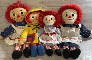 Raggedy Ann Lot Of 4 Soft Plush Dolls 2 Vintage Johnny Gruelle Nostalgia - Picture 1 of 9