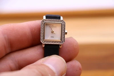 Señoras Skagen Cristal Pavimentado Bisel Cuadrado Tanque Acero Inoxidable Reloj 466sslbcr Foto 1 de 4