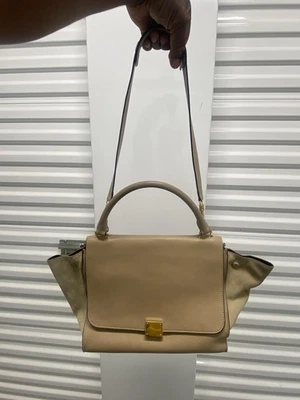 Celine Paris Beige Trapeze Leather & Suede Top Handle bag w/ Strap   - Image 1 of 4
