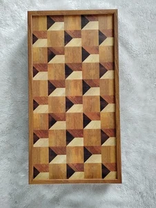 Backgammon Set Inlaid Wooden Portable 20" x 19” Folding Case - Picture 1 of 16
