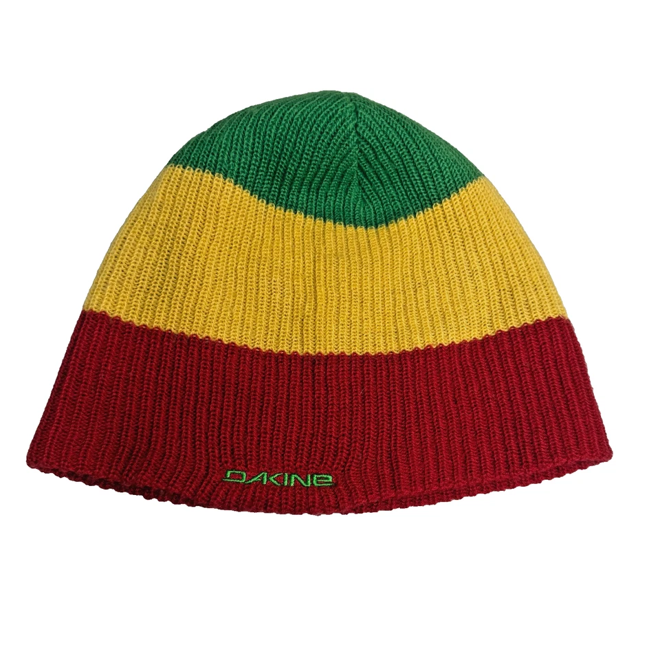 Dakine Green Yellow Red Striped Knit Beanie 100% Acrylic One-Size EUC - Image 1 of 4