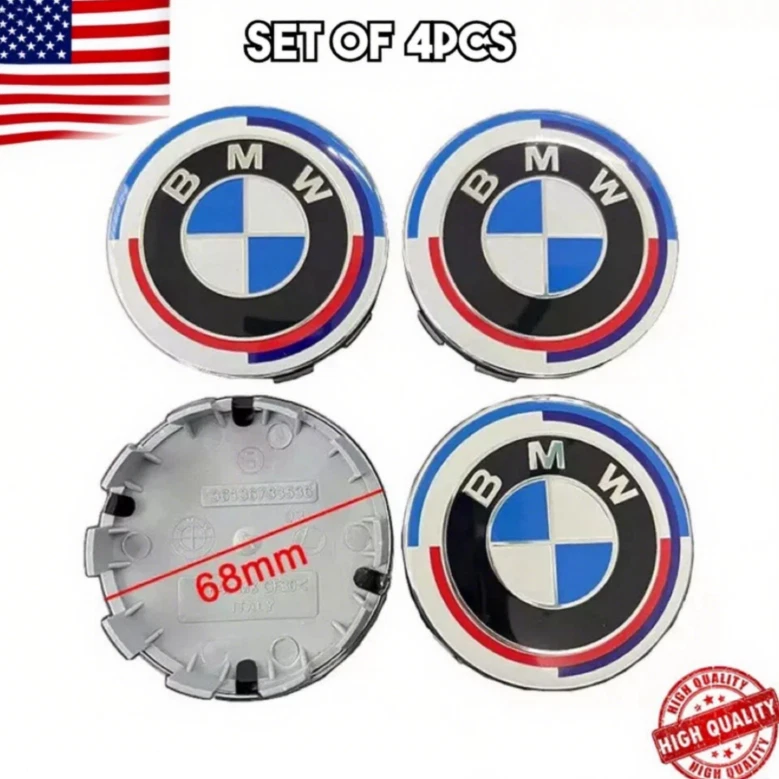 4PC SET Wheel Caps 50th Anniversary Wheel Center Emblem Logo Fit For BMW 2.75IN⭕ Foto 1 de 4