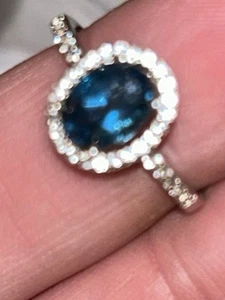 New size 8 London blue topaz gemstone genuine ring sun 925 200 new - Picture 1 of 17
