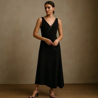 Vestido sin Mangas De Colección Jones Nueva York Años 90 Corte Sesgado Satinado Talla 10 Y2K Atemporal Cóctel LBD Foto 1 de 4