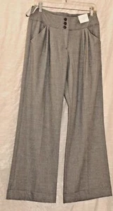 TopShop NEW Womens Pants Size 6 Gray Wide Leg Black White Plaid Cuffed Pleated - Picture 1 of 11