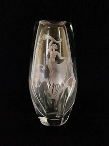 Art Deco Orrefors Nude Engraved Glass Vase Sweden - Picture 1 of 5