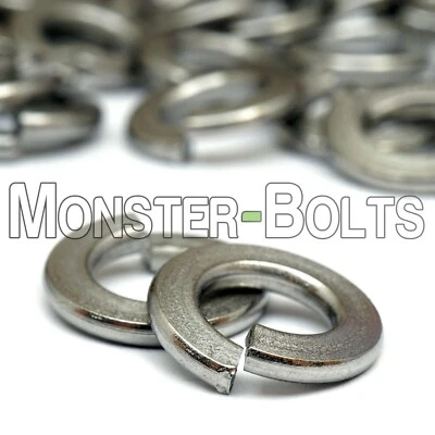 MONSTERBOLTS 1/4" Standard (SAE) Stainless Steel Split Lock (Spring) Washers - US Inch 18-8