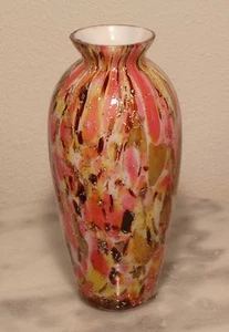 English Art Glass Polychrome and Mica Vase - Picture 1 of 1