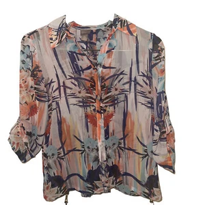 Chicos Top Blouse Shirt Size 0 Women's Casual Colorful Button Up - Picture 1 of 8