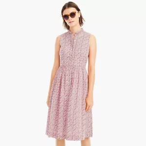 J.CREW LADIES DITSY FLORAL PRINTED RUFFLE NECK MIDI DRESS RED NEW (ref 402) SALE - Picture 1 of 1