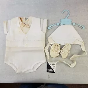 Conjunto de Bautizo Madonna Niños Vintage Blanco Traje Pantalones Cortos Gorra Zapatos Nuevo en Caja* Sin Talla - Imagen 1 de 10