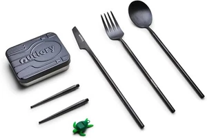 Portable Travel Cutlery Set Reusable Outlery Stainless Steel Black RRP £38 - Picture 1 of 6