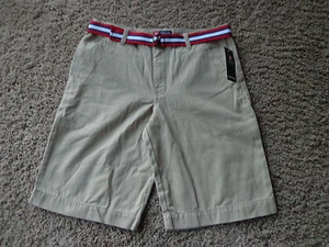 CHAPS brand NWT boy's sz 10 classic cotton khaki shorts w/red, white, blue belt - Picture 1 of 6