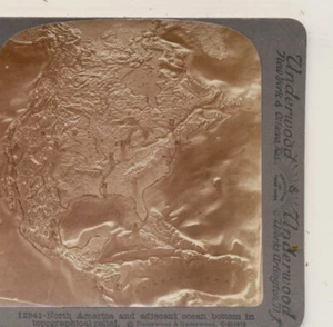 North American Topographical Relief ocean bottom Underwood Stereoview c1900 - Picture 1 of 3