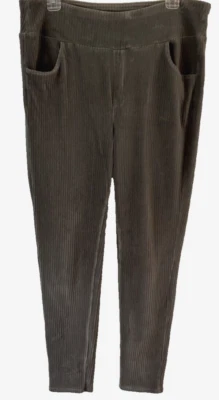 Denim & Co. Leggings de pana cintura lisa talla L grises A388787 para mujer CB69G Foto 1 de 4