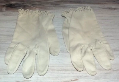 GUANTES SASTRERÍA ALGODÓN BLANCO VINTAGE AÑOS 50 Daisy Trim B81 Foto 1 de 2